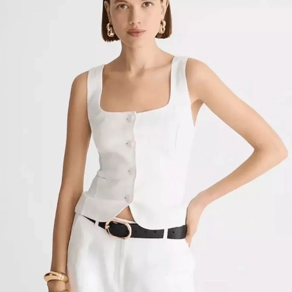 J. Crew White Sleeveless Bustier Tank Top - Picture 1 of 3